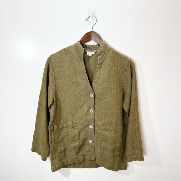 Isabella Bird Women's Linen Jacket Size P Blazer Lagenlook Minimalist Business - Picture 1 of 8